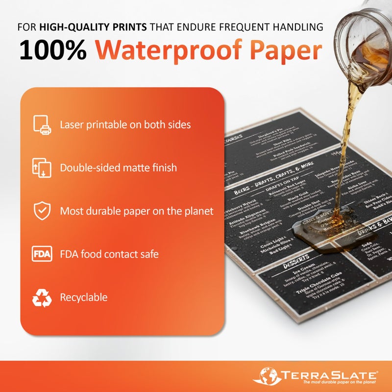 TerraSlate Premium Waterproof Printer Paper, 8 MIL 8.5 x 11 Inches, Durable & Heavy-duty paper (100 Sheets) - Image 2